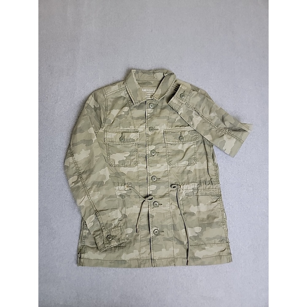 American Eagle Field Jacket Women XS Green Camo Military Utility AE-177 Cotton